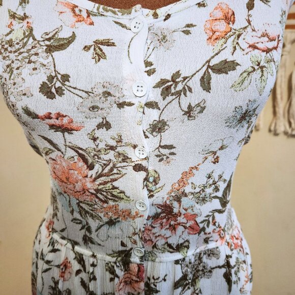 Frye White Floral Maxi Dress | Split Front | Prairie Revival | Size XL - Picture 3 of 12